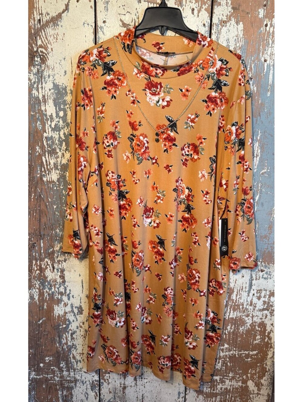 NET As U Wish plus 0X midi dress, mustard floral, great for fall!